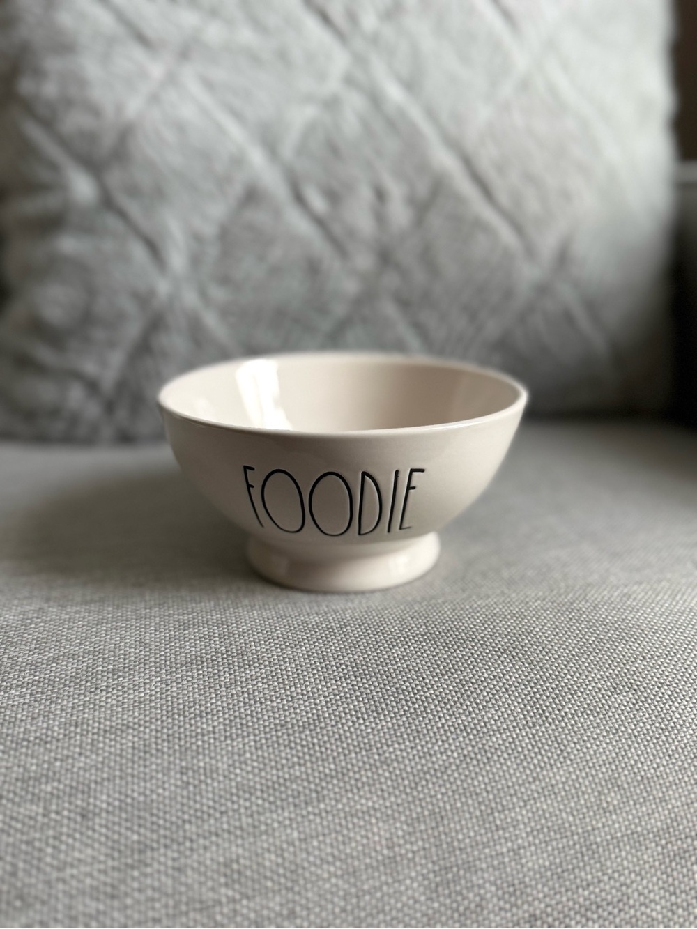 Rae Dunn 'FOODIE' Ceramic Bowl in Cream with Black Lettering